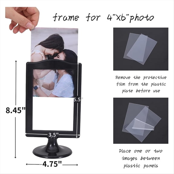 Double Sided Standing Picture Frames 4 X 6 Inch Pedestal Photo Frame Plastic Self Standing Frame for Table,10 Pack