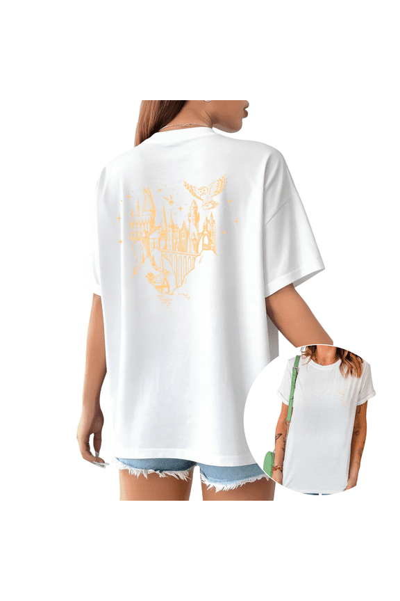 Double Sided Starry Wizarding Shirts White S-5XL Ethereal Magical Landscape Print Tshirt Graphic Tees Tops
