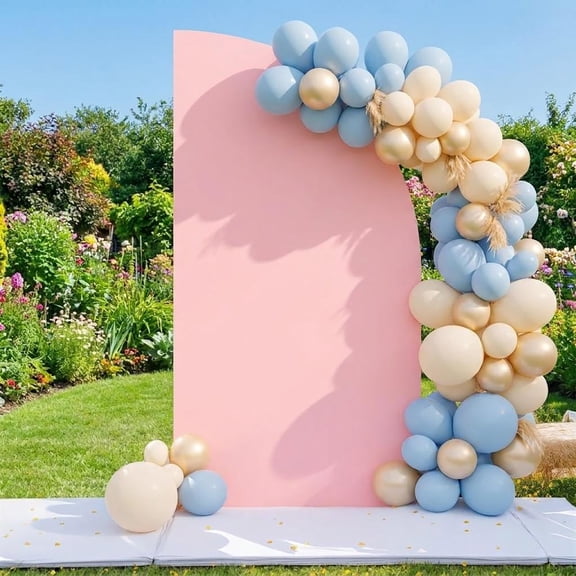 Double-Sided Stretch Half Moon Arch Backdrop Stand Cover – Reusable Fabric for Party, Studio Decor – Pink, Fits 6ft Stand (92x183cm)
