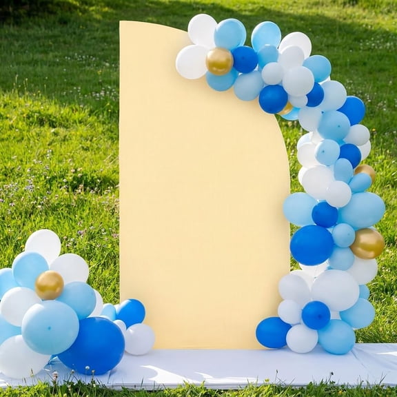 Double-Sided Stretch Half Moon Arch Backdrop Stand Set – Reusable Cloth for Wedding, Party, Studio Decor – Champagne, Fits 5ft Stand (81x153cm)
