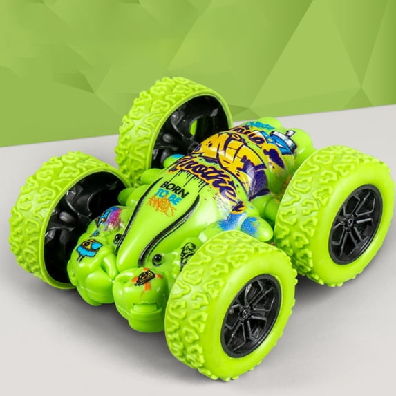 Double-Sided Stunt Flipping 4WD Racing Car - Hand-Powered, No Batteries Needed - Green