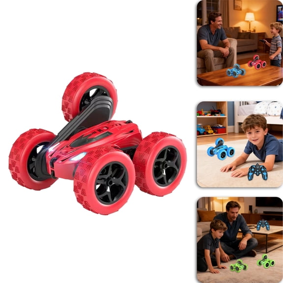 Double Sided Stunt Flipping Car Rolling 360 Degree Rotating Car Wireless with Lighting Remote Control Car(Red)