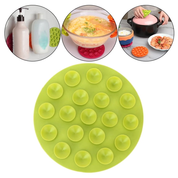 Double Sided Suction Cup Coaster Pad Durable Placemat Heatproof Round Slip Tableware Mat for Mug Kitchen Pot Bowl