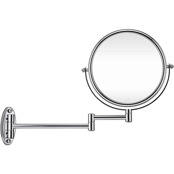 Double-Sided Swivel Wall Mounted Makeup Mirror 3X Magnification Vanity Magnifying Mirror Extension Cosmetic Mirror Shaving Bathroom Chrome Finish, Extension