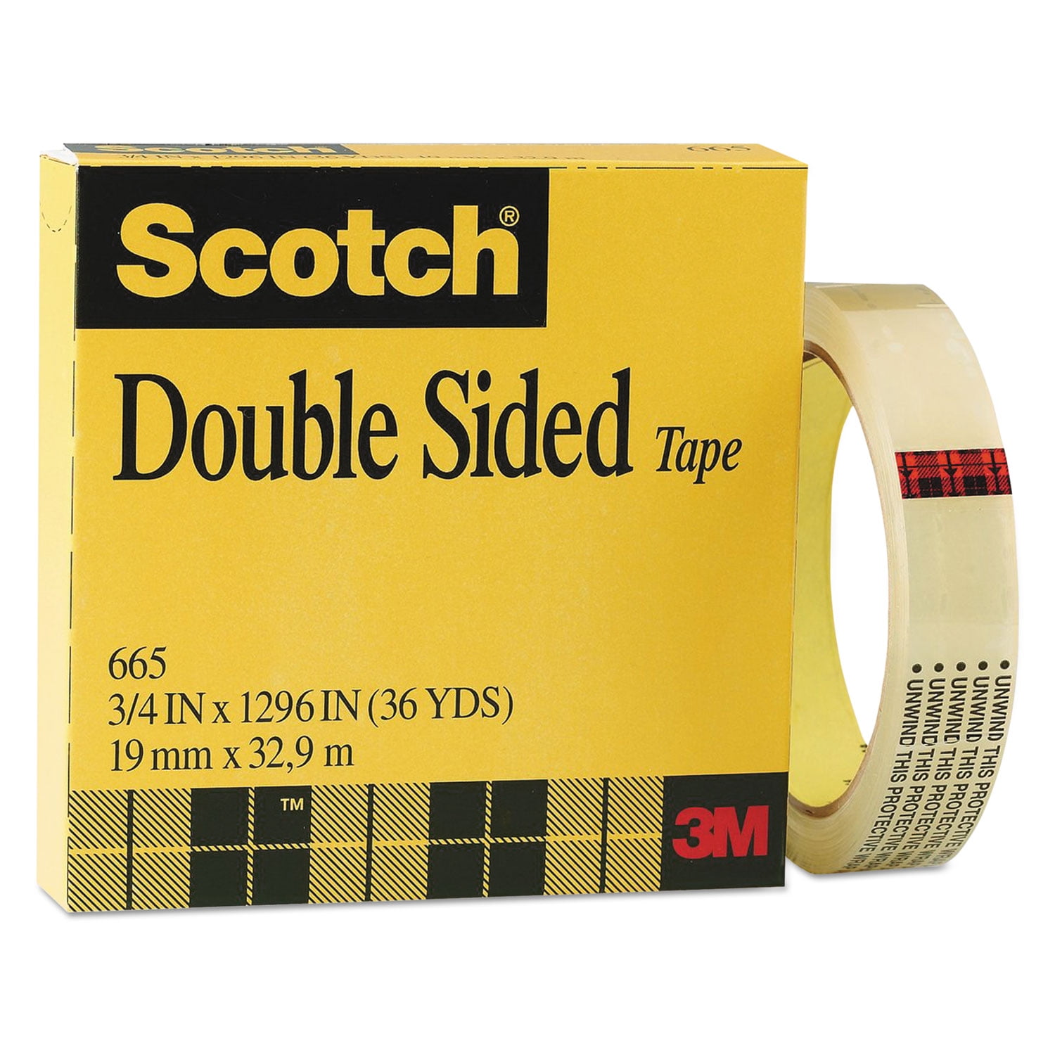 Double-Sided Tape, 3" Core, 0.75" X 36 Yds, Clear | Bundle of 2 Rolls