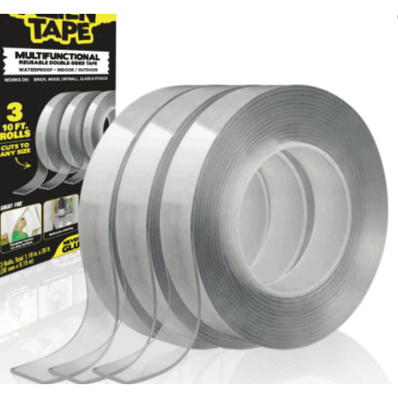 Double Sided Tape Heavy Duty , 3 Pack 1.18" x 10' Nano Tape Clear Adhesive Tape Picture Hanging Strips for Poster Photo Wall Decor Indoor Outdoor