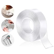 Double Sided Tape Heavy Duty 1 Rolls Total 9.84FT, Multi Purpose Removable Mounting Tape Adhesive Gel Grip, Washable Sticky Wall Strips Transparent Tape for Fix Carpet Photo Poster Home Office Decor