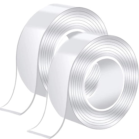 Double Sided Tape Heavy Duty - 2 Pack 120"x2" Multipurpose Removable Wall Mounting Tape, Reusable Strong Adhesive Nano Tape Command Strips for Crafts, Carpet, Photo Frame