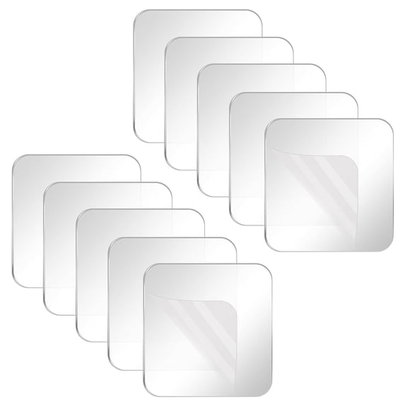 Double Sided Tape Heavy Duty,Clear Nano Tape Square 10PCS,Removable Mounting Tape for Walls,Waterproof Two Sided Sticky Adhesive Pads Strips,Transparent Wall Tape No Damage Cinta Doble Cara
