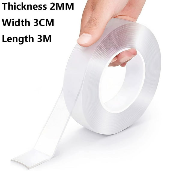 Double Sided Tape Heavy Duty, Double Stick Mounting Adhesive Tape (1 Rolls, Total 9.84FT), Clear Two Sided Wall Tape Strips, Removable Poster Tape for Home, Office, Car, Outdoor Use