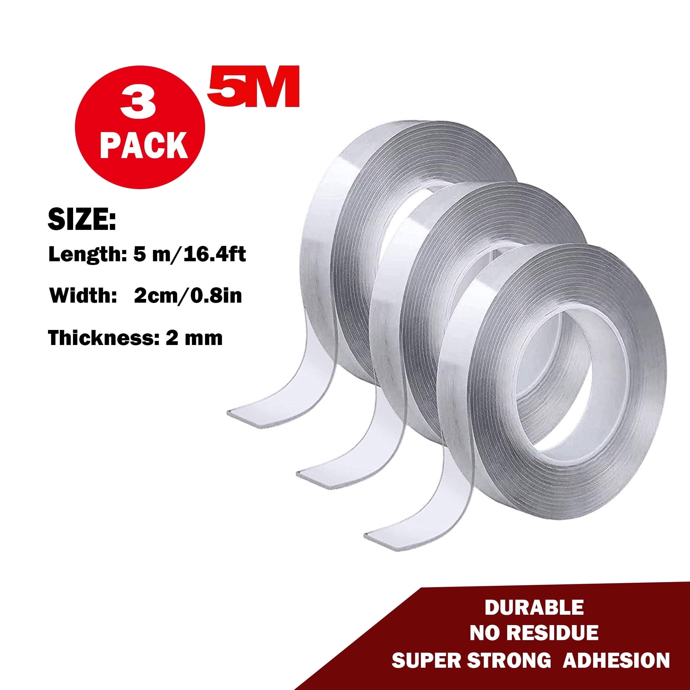 Double Sided Tape Heavy Duty(Extra Large 3*16.5FT), Nano Adhesive Mounting Tape Wall Decor,Sticky Picture Hanging Adhesive Strips Poster Tape