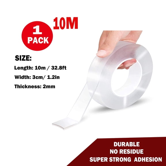 Double-Sided Tape, Heavy Duty Extra Large 32.8FT, Nano Adhesive Mounting Strips