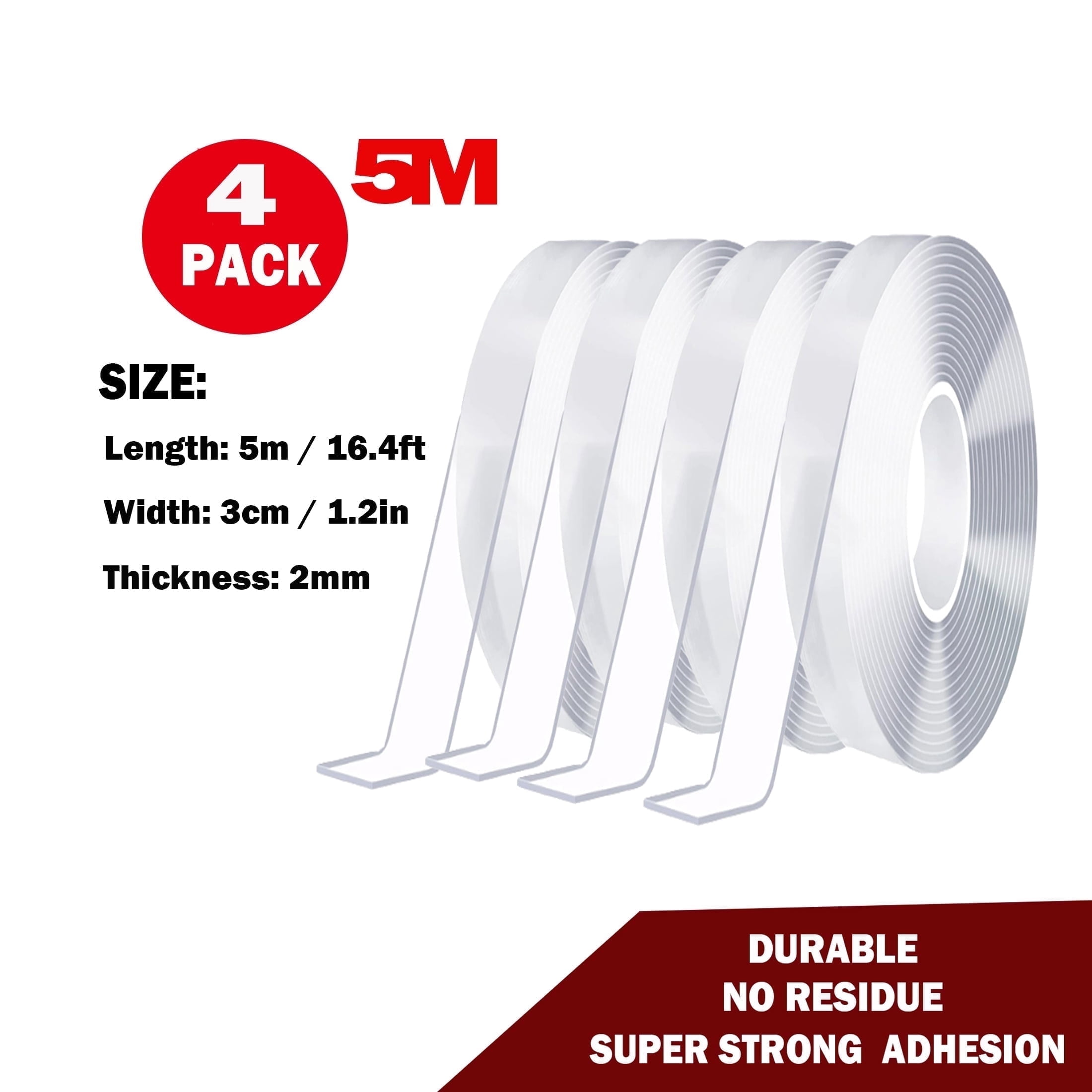 Heavy Duty Double Sided Tape, Nano Adhesive Sticky Picture Hanging, 4*16.4FT