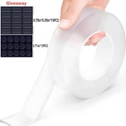 Double Sided Tape Heavy Duty, Extra Large Nano Double Sided Adhesive Tape, Clear Mounting Tape Picture Hanging Adhesive Strips,Removable Wall Tape Sticky Poster Tape Decor Carpet Tape9.85FT