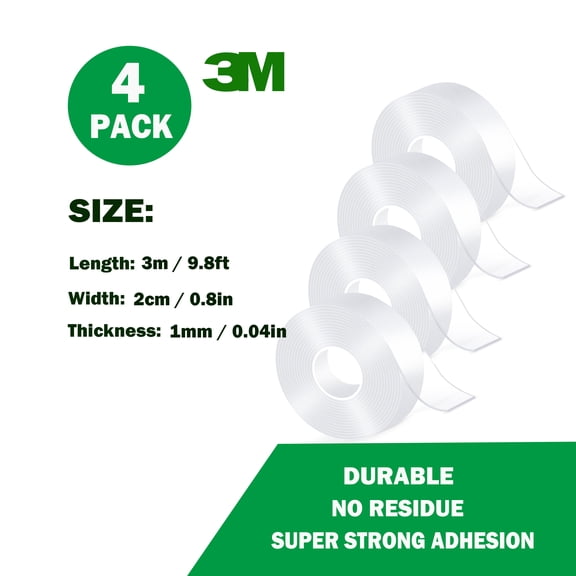 Double Sided Tape Heavy Duty Nano Clear Adhesive 4 Pack