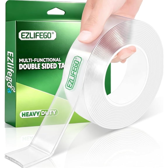 Double Sided Tape Heavy Duty, Nano Double Sided Adhesive Tape, Clear Mounting Tape Picture Hanging Adhesive Strips (9.85FT)