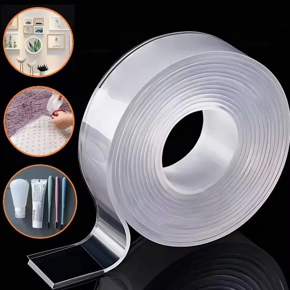 WETLA Double Sided Tape Heavy Duty, Nano Tape, Double Sided Mounting Tape for Walls, Wall Tape, Clear Adhesive Tape for Poster Photo Wall Dcor 118.11"