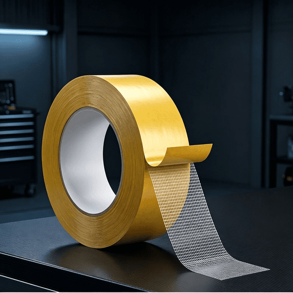Double Sided Tape Heavy Duty, Waterproof Grid Mesh Mounting Tape, Transparent Sticky Fabric Tape for Carpet, Furniture, Home & Office