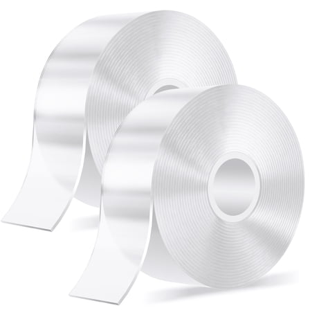 LazySpin 29.5ft Double Sided Tape Heavy Duty, 2 Roll Nano Tape Mounting Tape Clear, 1.18"W x 0.04"Th