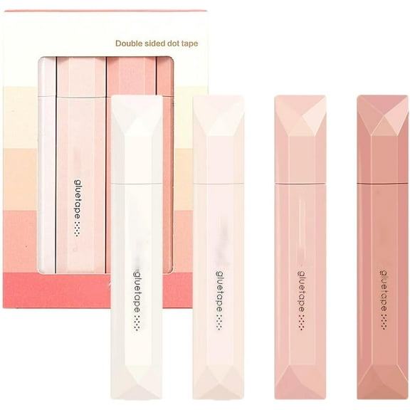 Double Sided Tape Pens, 4PCS Gradient Color Double Sided Adhesive Tape Roller Dispenser for DIY Crafts, Scrapbooking and Handwork