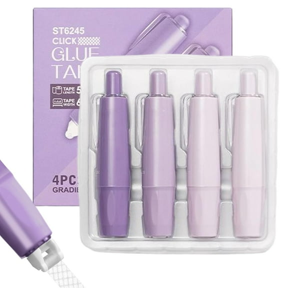 Double Sided Tape Pens for Crafting, 4PCS Retractable Adhesive Sticky Dispenser, White Out Paper Correction Tape, Gradient Colors Glue Roller Tapes Pen, Scrapbook Supplies for DIY CraftsTH