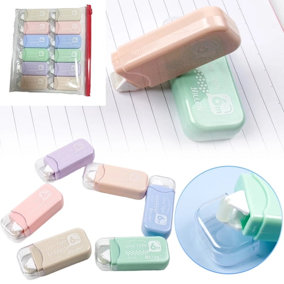 Double-Sided Tape Runner, Sliding Retractable Pencil Erasers Stationery Supplies,C,12pcs