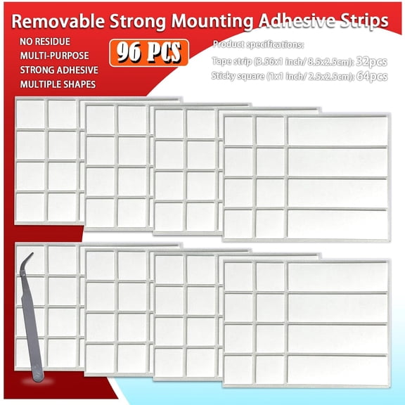 Double Sided Tape for Walls, Hanging Picture Poster Decorations, Removable Strong Mounting Adhesive Tape for Photo, Art Craft, Party Supplies,Multipurpose