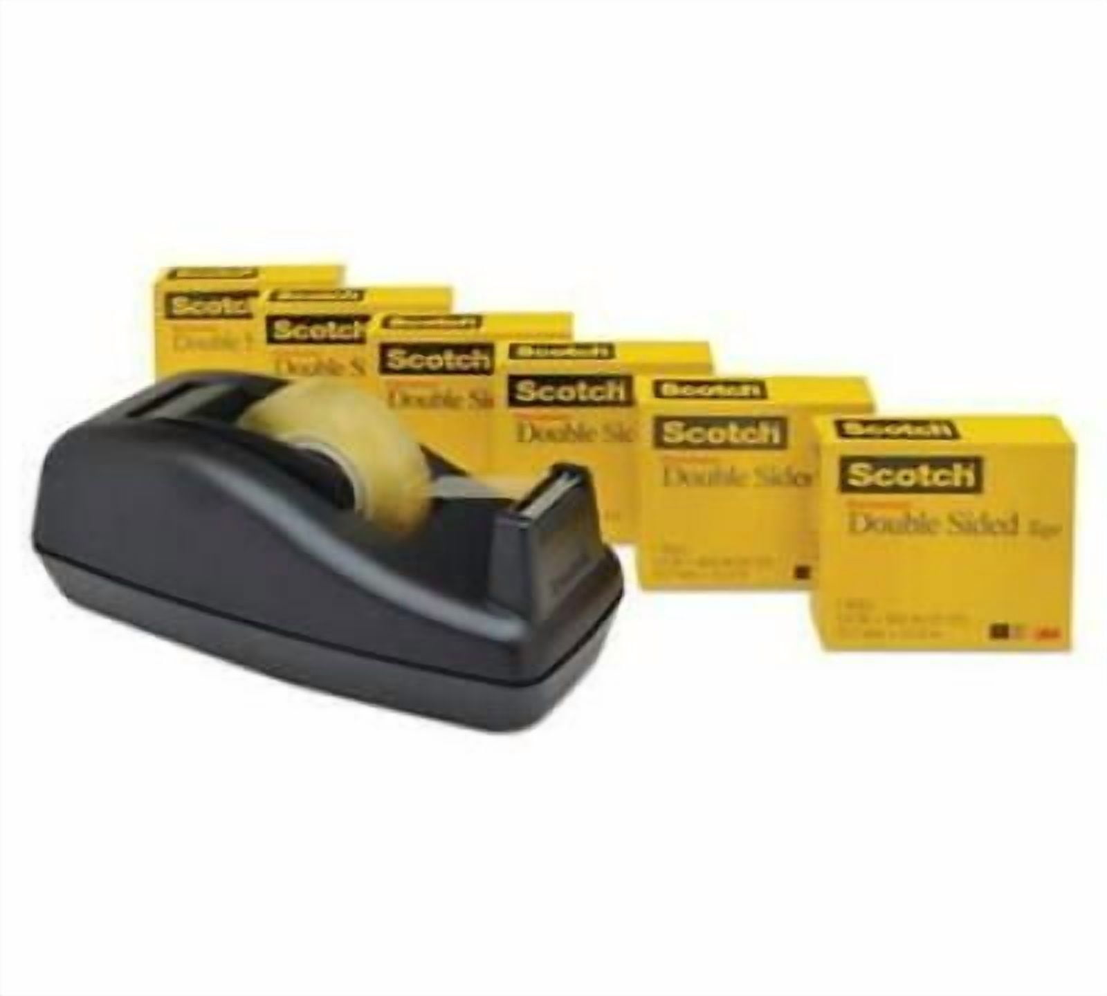 Double-Sided Tape With Dispenser, 1" Core, 0.5" X 75 Ft, Clear, 6/pack