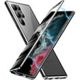 thumbnail image 1 of Double-Sided Tempered Glass Fully Protective Phone Case for Samsung Galaxy S23 Plus, The Metal Frame Magnetically Closes The Back Cover. HD Clear Shell-Black, 1 of 7