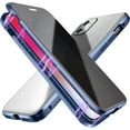 thumbnail image 1 of Double-Sided Tempered Glass Fully Protective Phone Case for iPhone 12, The Metal Frame Magnetically Closes The Back Cover. HD Clear Shell-Blue, 1 of 7