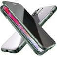 thumbnail image 1 of Double-Sided Tempered Glass Fully Protective Phone Case for iPhone 15 Plus, The Metal Frame Magnetically Closes The Back Cover. HD Clear Shell-Green, 1 of 7