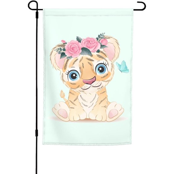 Double Sided Tiger Garden Flag 12 x 18 Inch Welcome Banner Outdoor Farmhouse Yard Decor