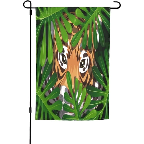 Double Sided Tiger Jungle Garden Flag 12x18 Inch Yard Welcome Banner Outdoor Farmhouse Decor