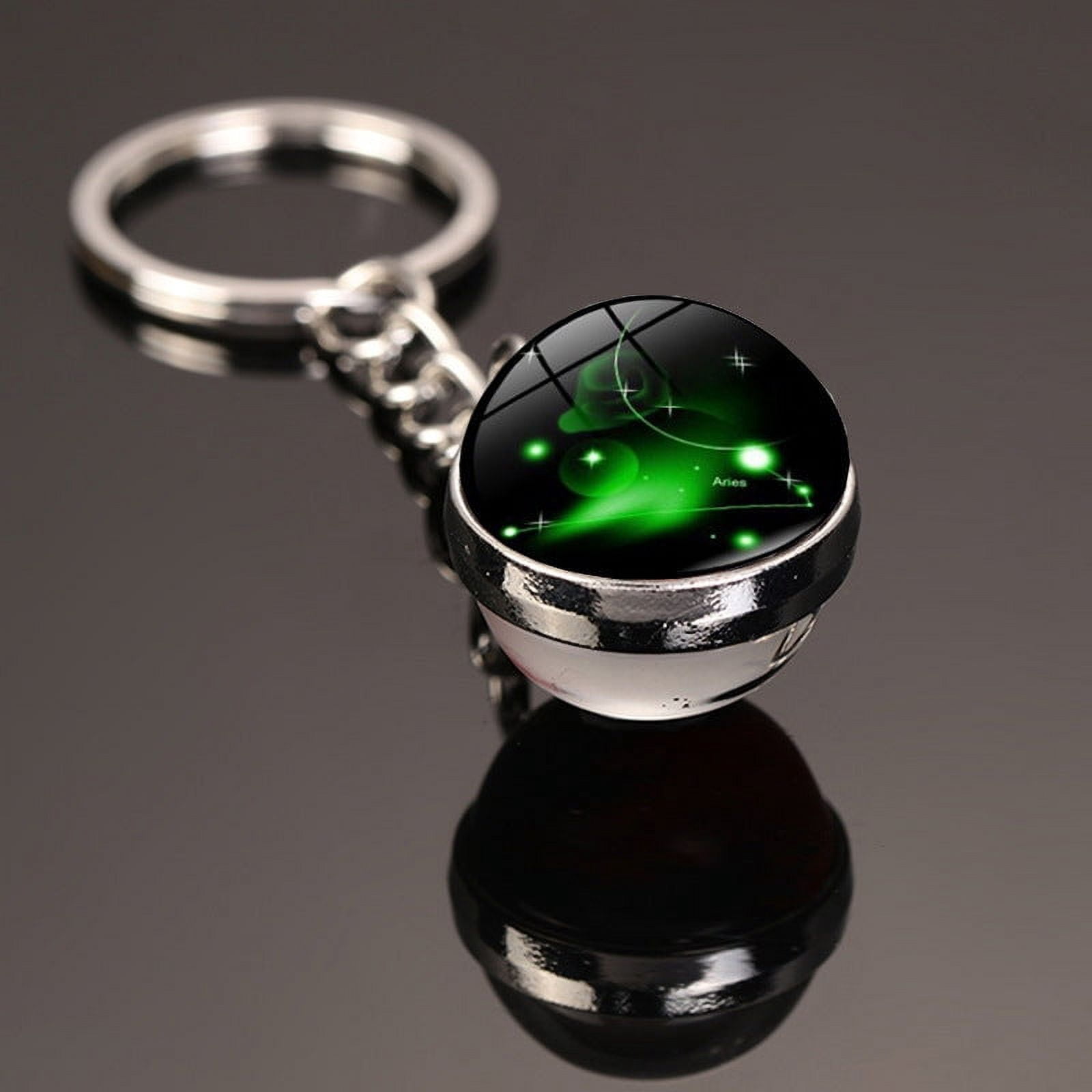 Double-Sided Time Gemstone Keychain: Exquisite Alloy & Glass Constellation Design, Unisex Style, Perfect Gift