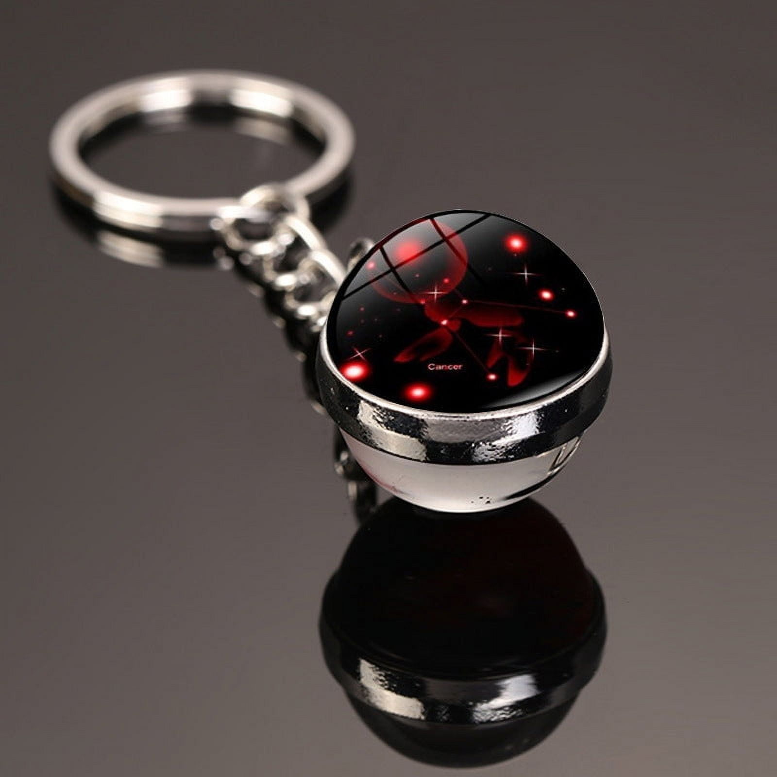 Double-Sided Time Gemstone Keychain: Exquisite Alloy & Glass Constellation Design, Unisex Style, Perfect Gift