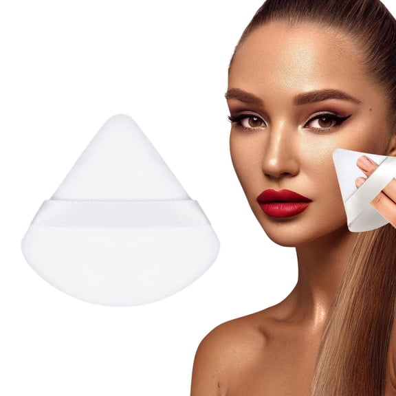 Double-Sided Triangle Flocked Powder Puff For Air Cushion - Style D - 1 Piece, Powder Puff Triangle Makeup Puff For Loose Powder Body Powder Wedge Shape Velour Cosmetic Sponge For Makeup Organizers
