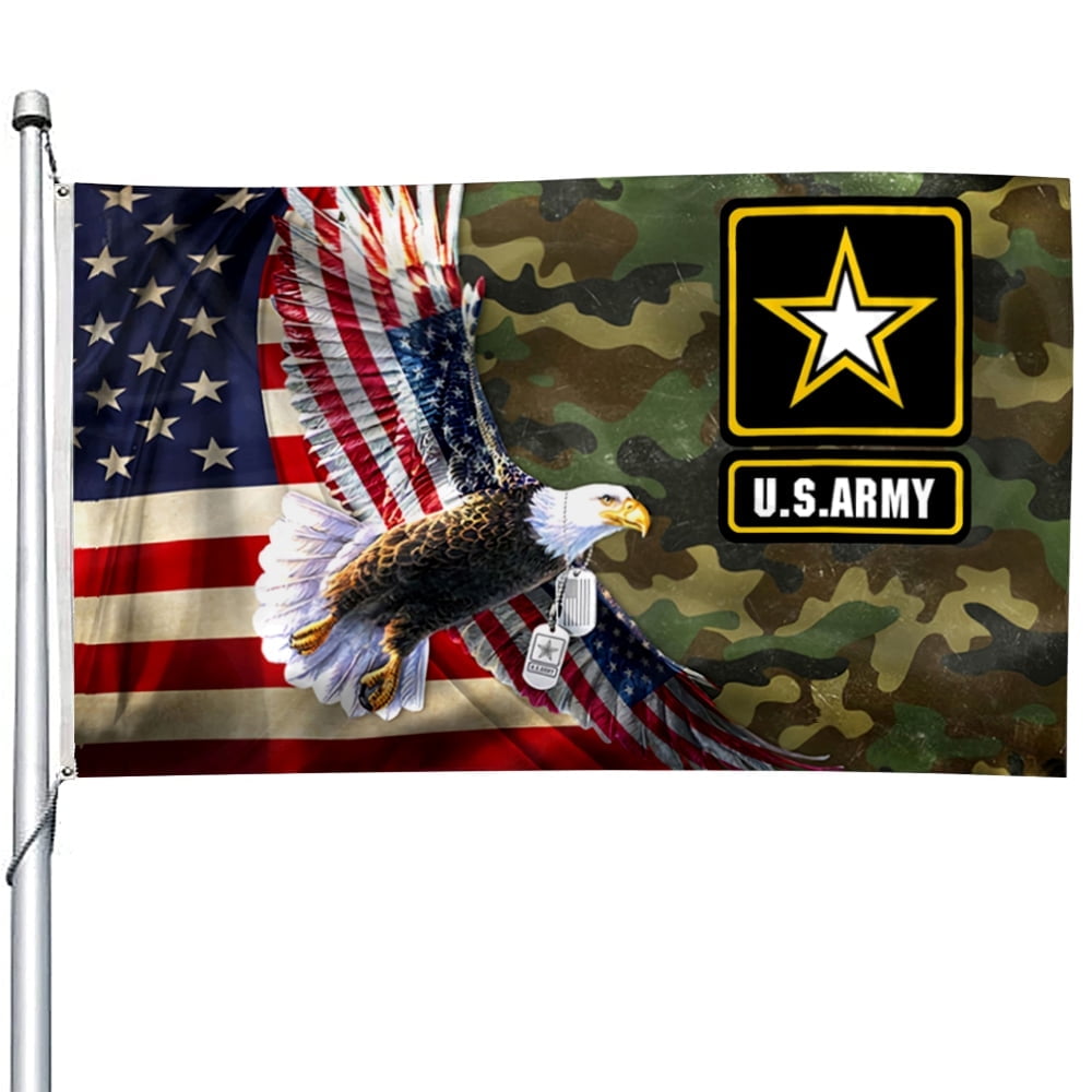 Double Sided U.S. Army American Eagle Veteran Flag 3ply Polyester United States Naval Military 3x5 FT Indoor Outdoor Banner