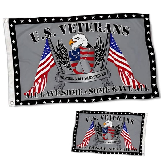 Double Sided US Veterans Flag All Gave Some Some Gave All Banner with Brass Grommets 3x5 Feet