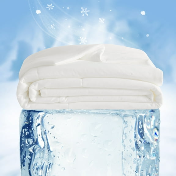 Double-Sided Ultra Cooling Comforter Twin Size, Lightweight Summer Cool-Touch Throw Blanket for Hot Sleepers, 68" x 90", White