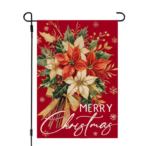 Double Sided Valentines Day Garden Flag 12x18, Red Floral Heart Welcome Yard Outdoor Decoration CF1915-12