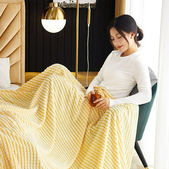 Double-Sided Velvet Flannel Napping Blanket - Ultra Soft Breathable Machine Washable Throw - Cozy Warm Comfort for All Season - 39x27 Inch Yellow
