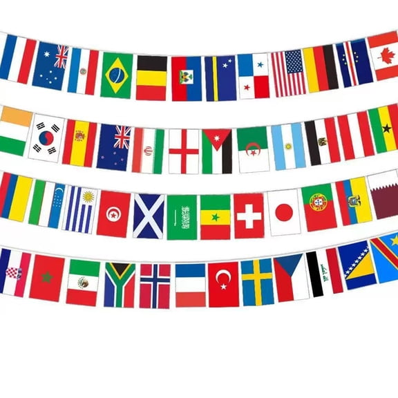 Double Sided Vibrant Bunting String Flags for Sports Party, 2026 Edition World Banner & Reusable Decoration featuring 48 Piece & Polyester for Bar Garden