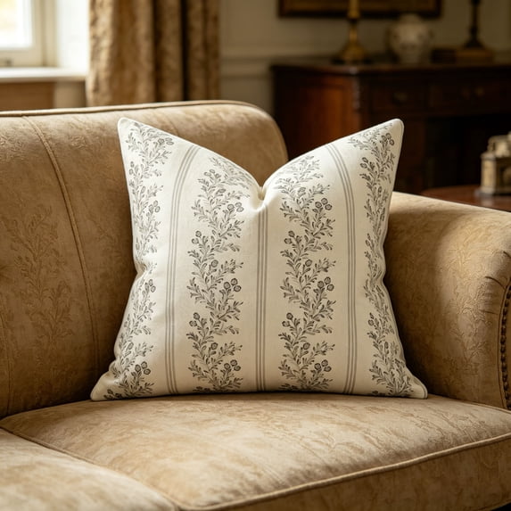 Double Sided Vintage Floral Striped Throw Pillow Covers 45x45CM Farmhouse Botanical Printed Square Cushion Case Decorative Couch Sofa Bed Home Living Room Indoor Decor Accessory