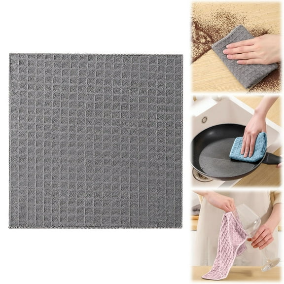 Double-Sided Waffle Cloth Gray Large Waffle Cloth [Overlock] 25Cm*25Cm, Kitchen Dish Cloths Reusable Cleaning Cloths Microfiber Cleaning Rags Soft Absorbent Quick Drying Dish Towels Dishcloths, a Rag