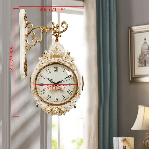 Double-Sided Wall Mounted Clock Accurate Pointer Clock Vintage Hanging Clock NEW