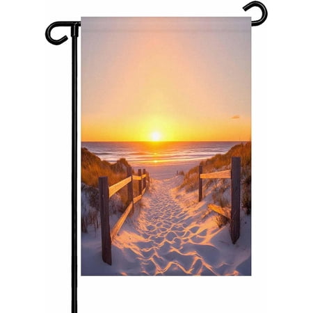 Double Sided Weatherproof Yard Flag 12x18 Inch Ocean Beach Sunset Boardwalk Outdoor Patio Lawn Decor