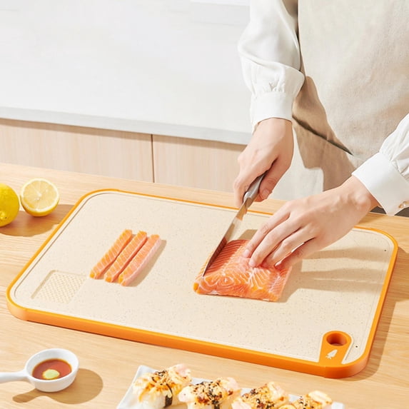 Double-Sided Wheat Straw Cutting Board, Kitchen Thickened Cutting Board, Plastic Healthful Chopping Board, Dishwasher Safe, Slip-Resistant, for Meat, Fruits and Vegetables, 16.54x11.42Inch