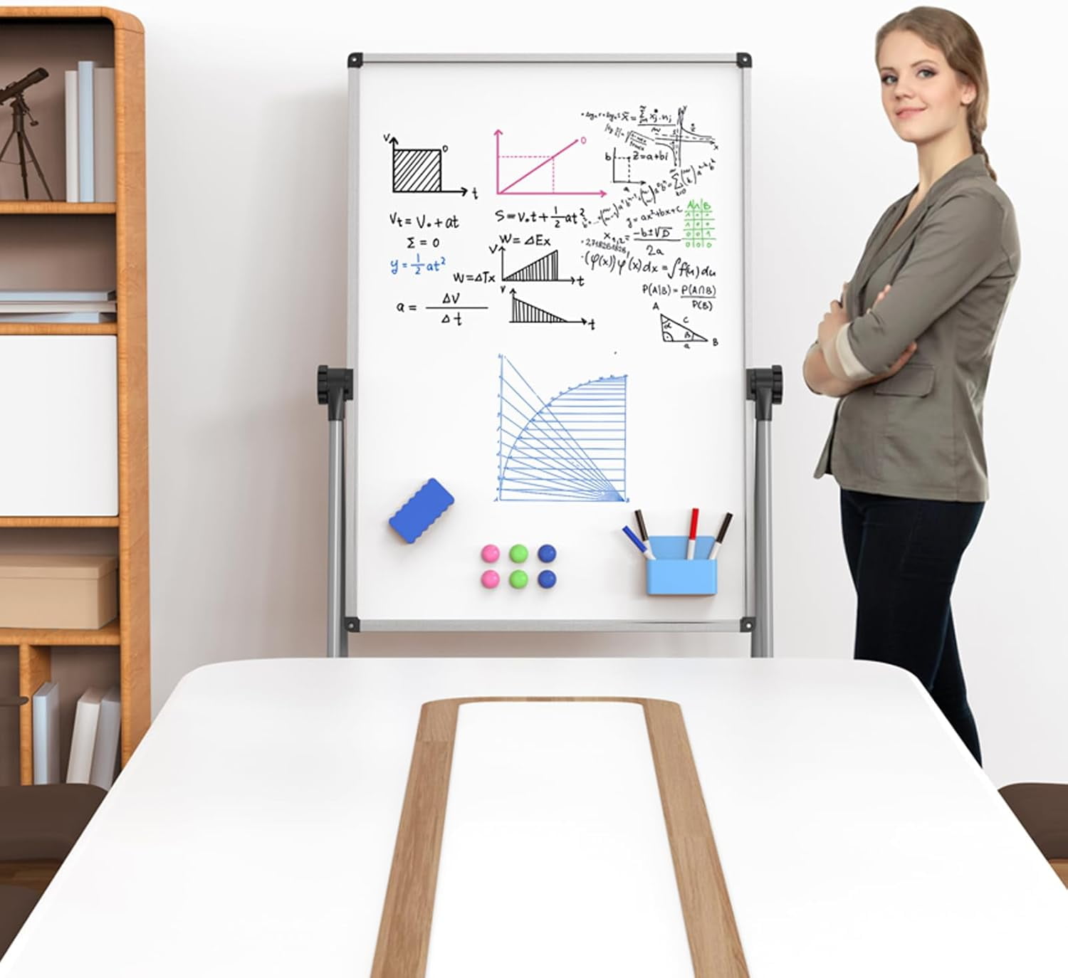 Double Sided White Board with Stand - 40x28 Portable Whiteboard Easel ...