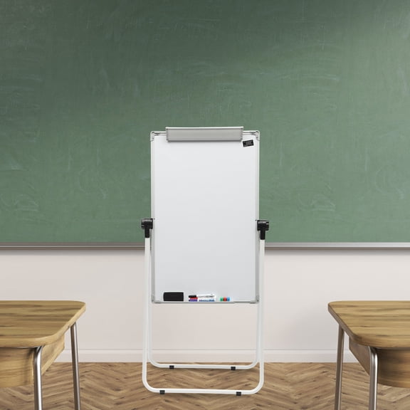 Double Sided Whiteboard Easel 36"x24", Magnetic Mobile Dry Erase Board Stand on Wheels, Height Adjustable 360 Rotating Flipchart Easel for Office Classroom Home Teaching