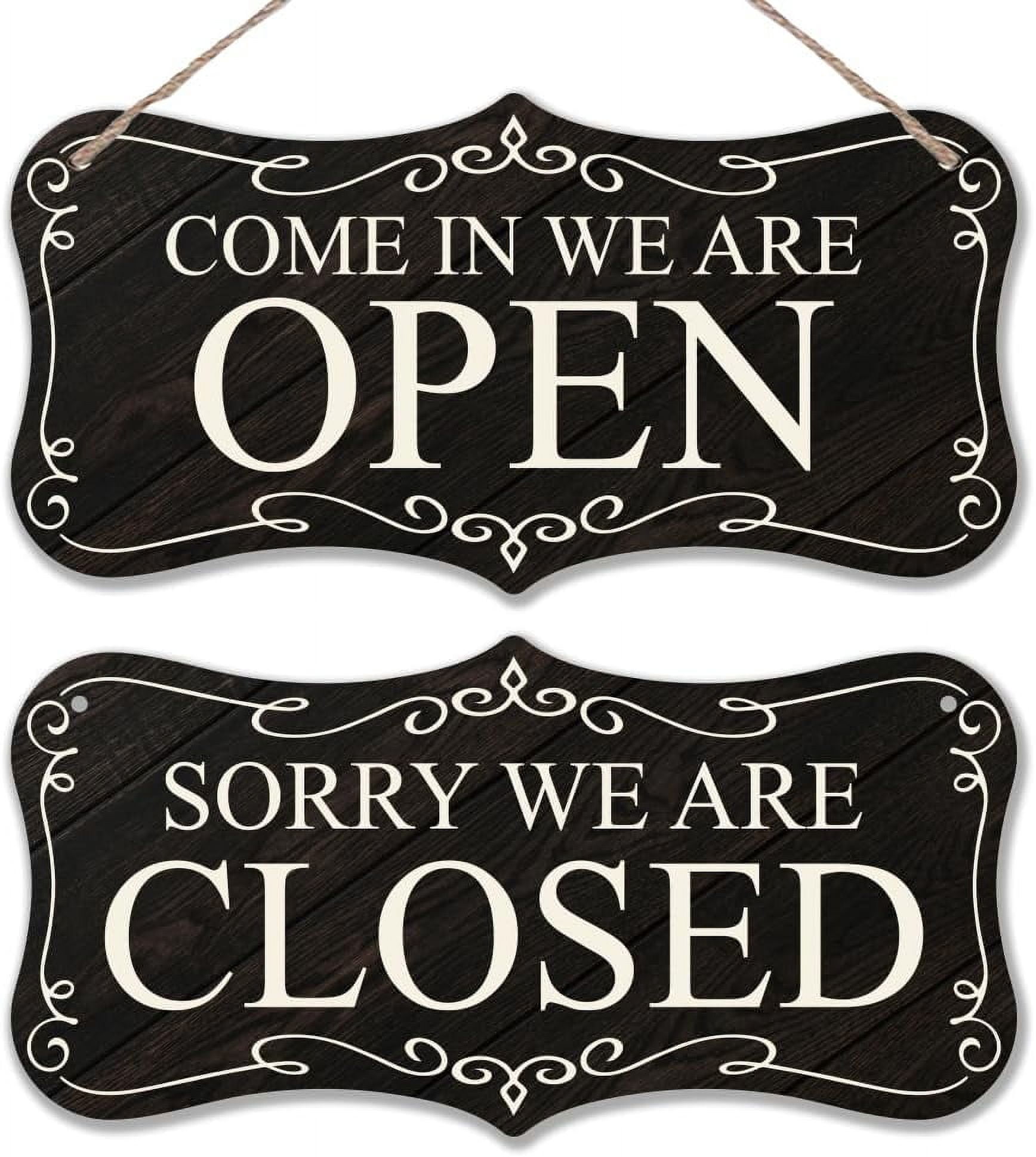 Double Sided Wooden Open Closed Sign Black Classic Style Perfect for ...